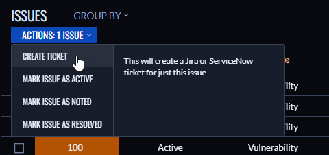 Create Ticket menu