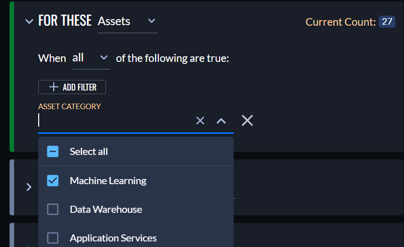 Select a parameter for a pattern condition
