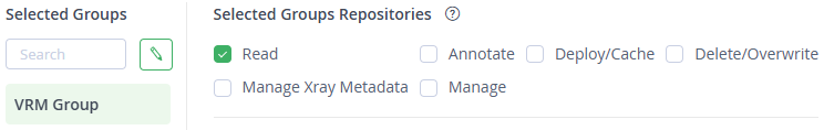 JFrog group permissions