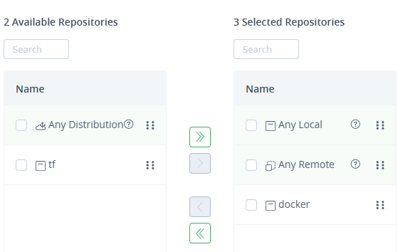 JFrog selected repos