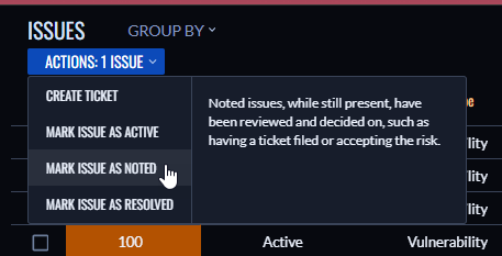 Mark Issue As menu
