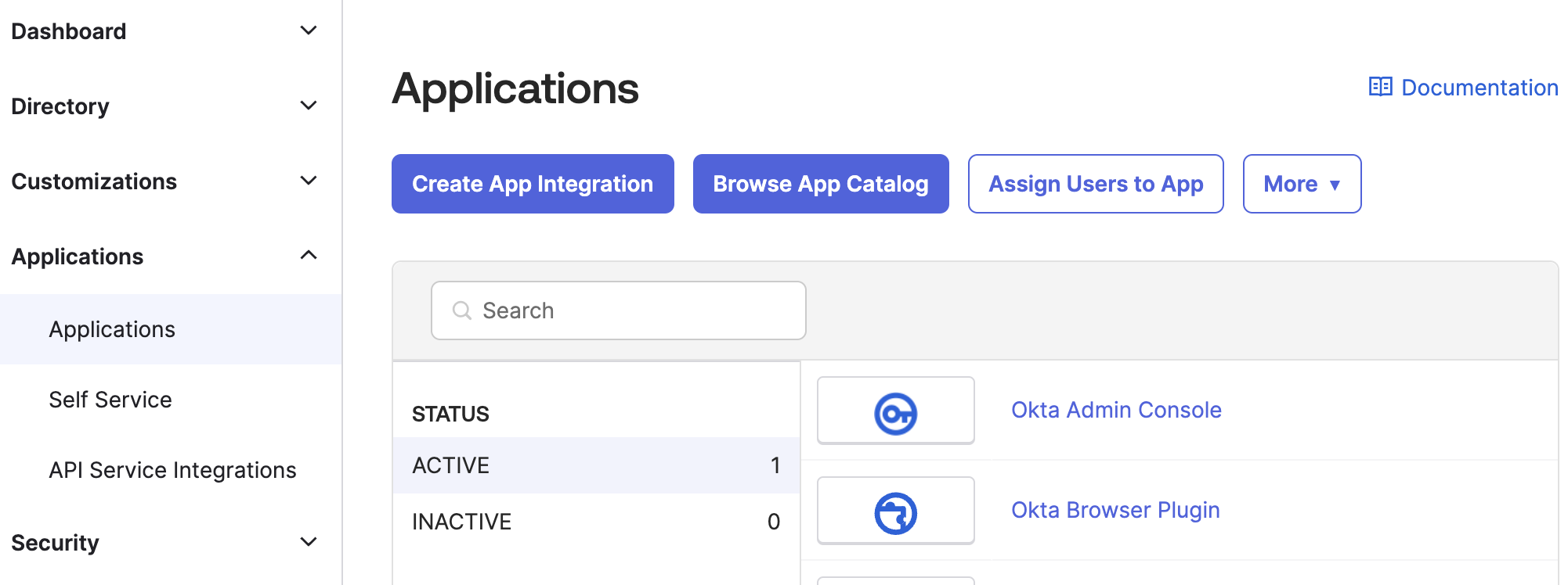 Okta Applications page