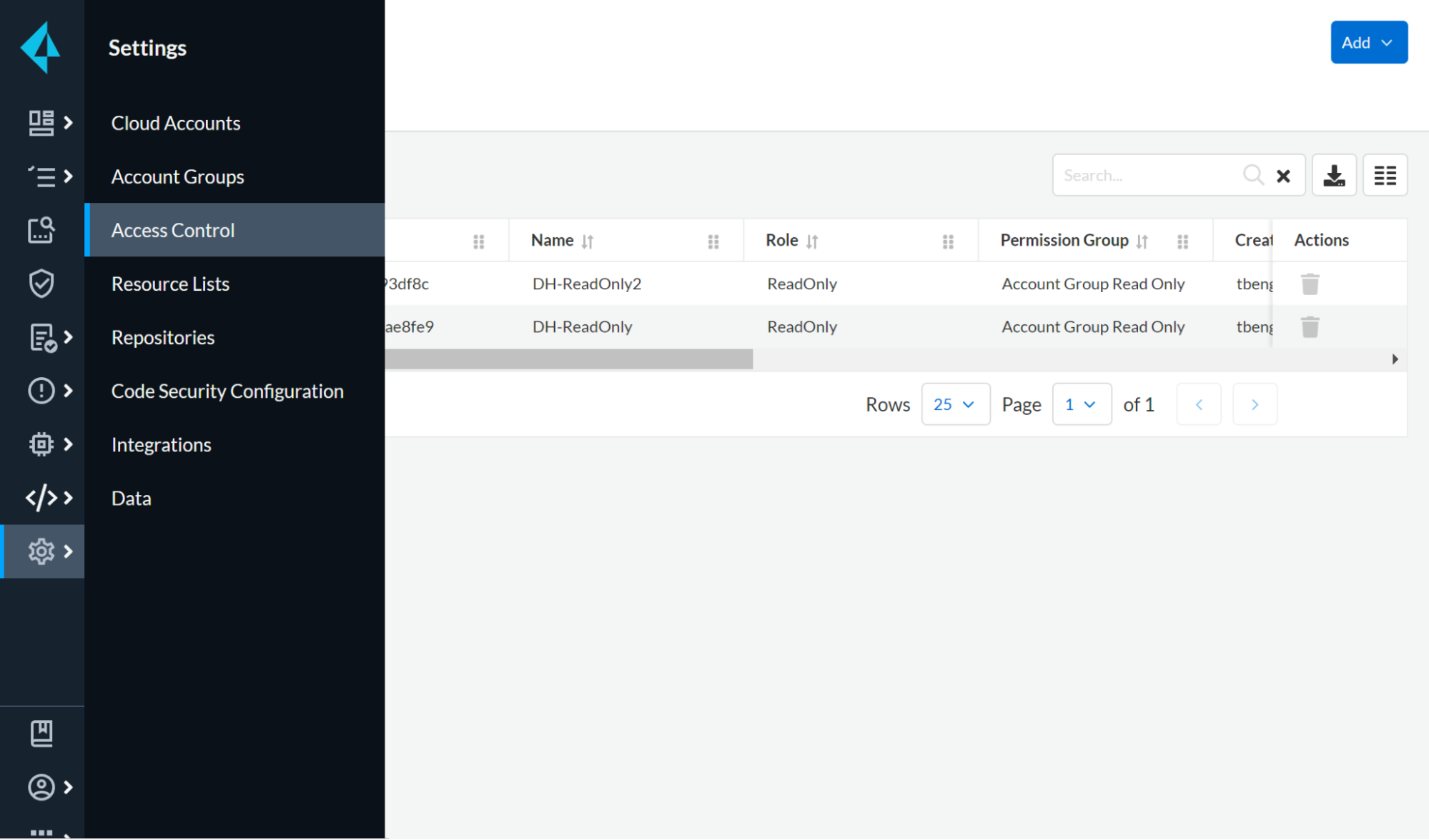 Prisma Cloud access control