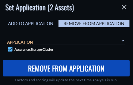Remove assets from application