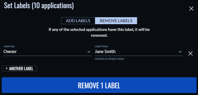 Remove Labels window
