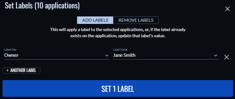 Set Labels window