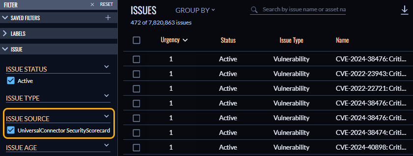 Issue source filter