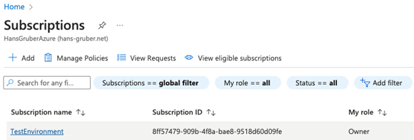 Subscriptions page
