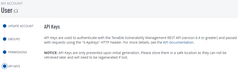 Tenable API keys