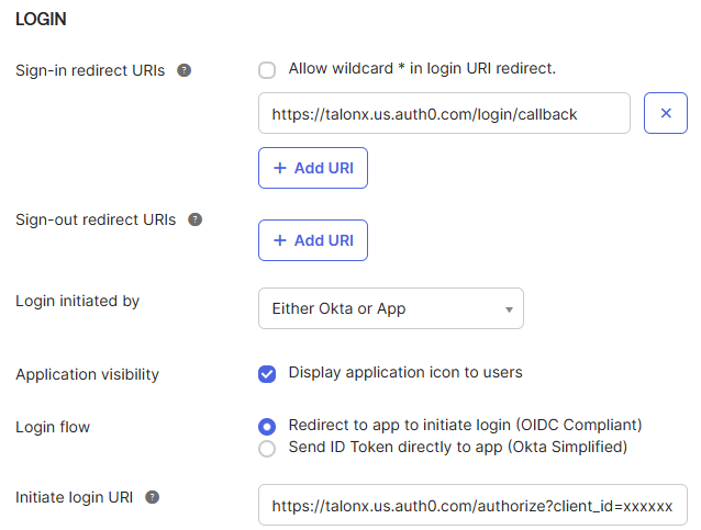 Tile login settings