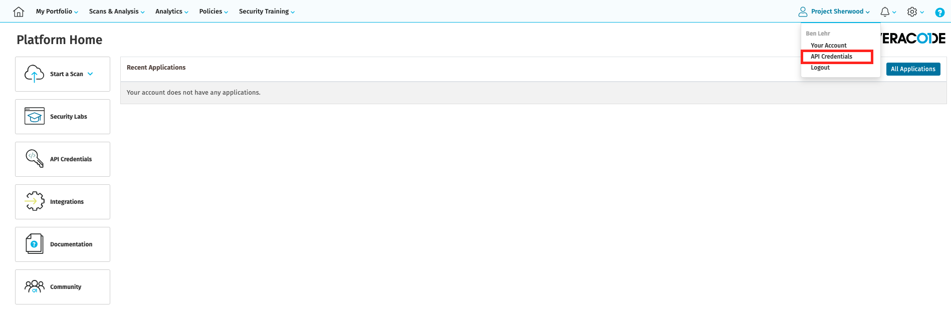Veracode API credentials